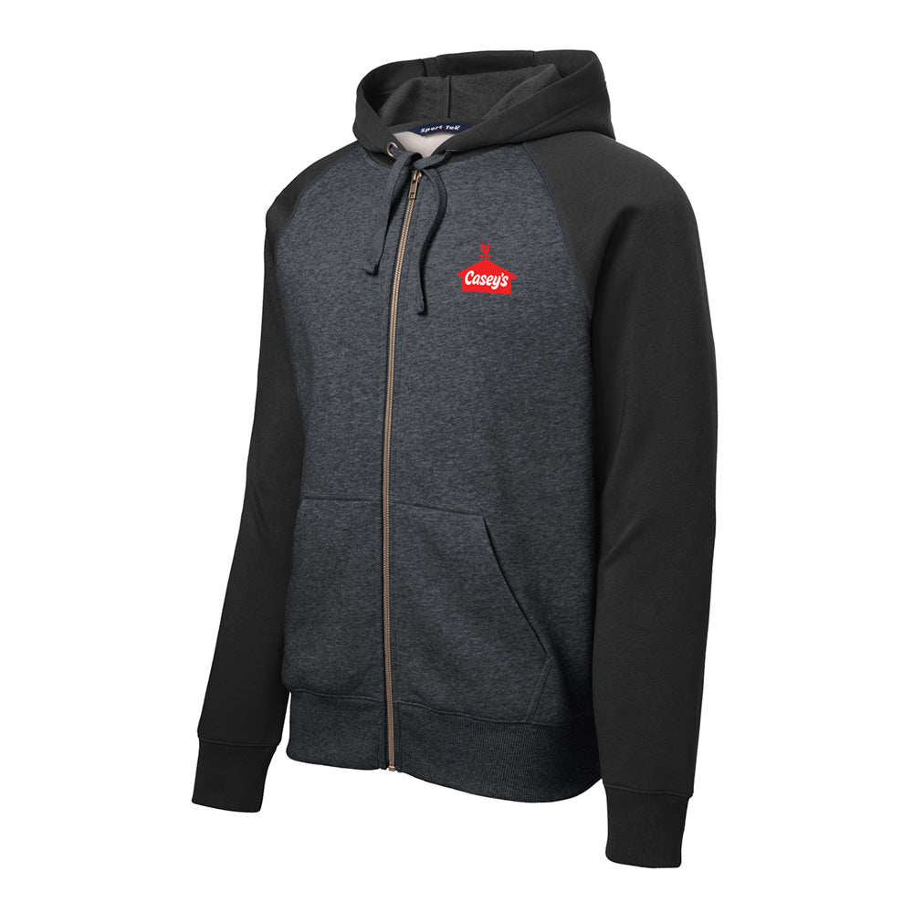 Sport-Tek® Raglan Colorblock Full-Zip Hooded Fleece Jacket