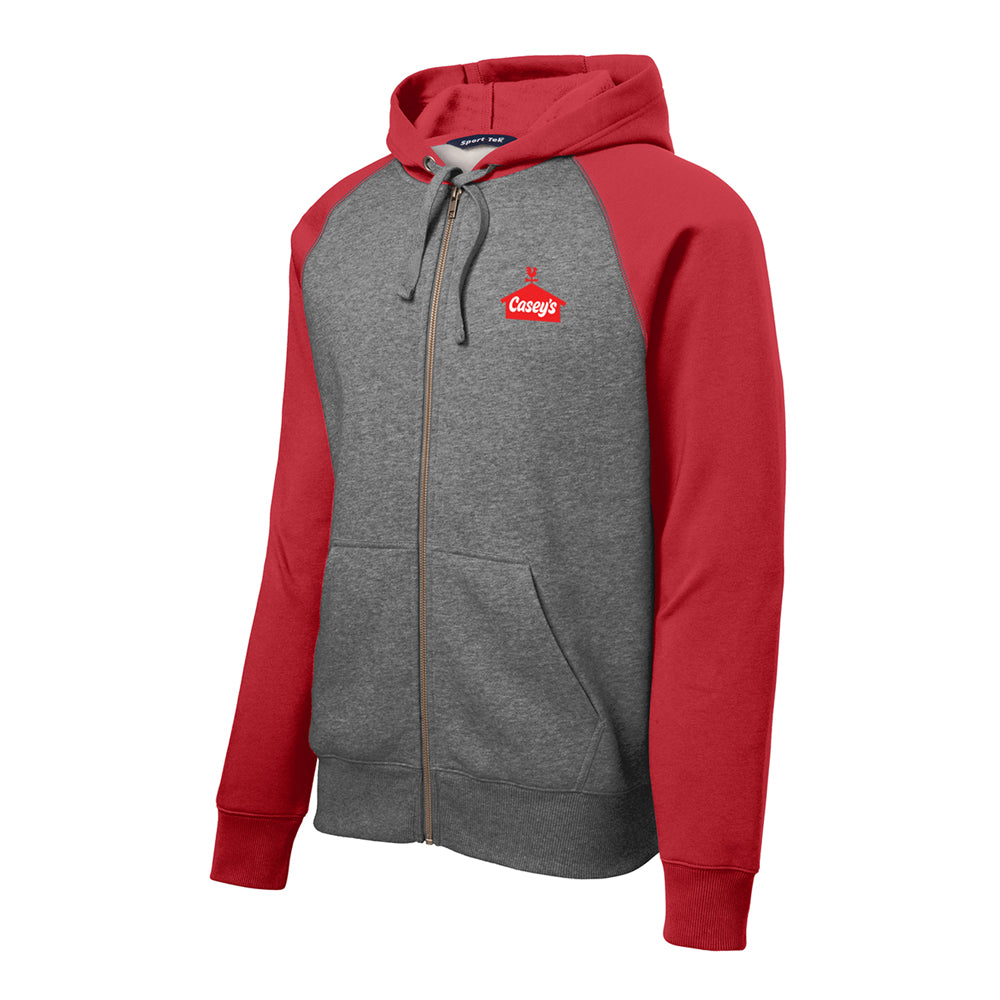 Sport-Tek® Raglan Colorblock Full-Zip Hooded Fleece Jacket